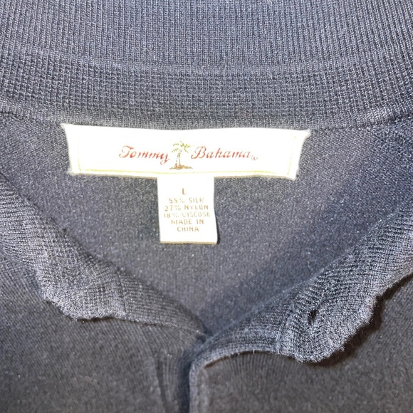 Tommy Bahama Casual Shirt Men’s Size Large Black Polo Long Sleeve Silk Blend - Picture 2 of 12
